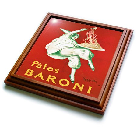3dRose Vintage Pates Baroni Pasta Advertising Poster Trivet with Ceramic Tile, 8 by 8", Brown
