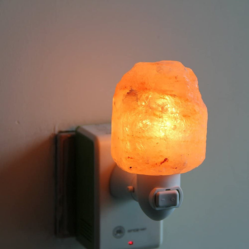Himalayan Salt Lamp Night Light Plug in, Certificated 360 Degree Rotatable Wall Plug with Extra 2 Replacement Bulbs Bathroom Bedroom Night Light, Pink Crystal Rock Salt Hand Crafted Natural-1 pack