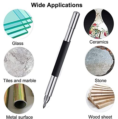 Tungsten Carbide Scribers 4 Pack, Etching Engraving Pen with Double Head Design - Pocket Tungsten Carbide Tip Scriber Tool DIY Engraver Etcher Tools Kit for Metal/Glass/Ceramics/Wood
