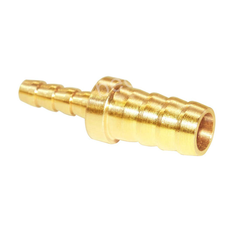 Beduan Brass Hose Barb Reducer, 5/8" to 1/2" Barb Hose ID, Reducing Barb Brabed Fitting Splicer Mender Union Air Water Fuel With 8 Hose Clamp(Pack of 4) 5/8-1/2 Add Clamp