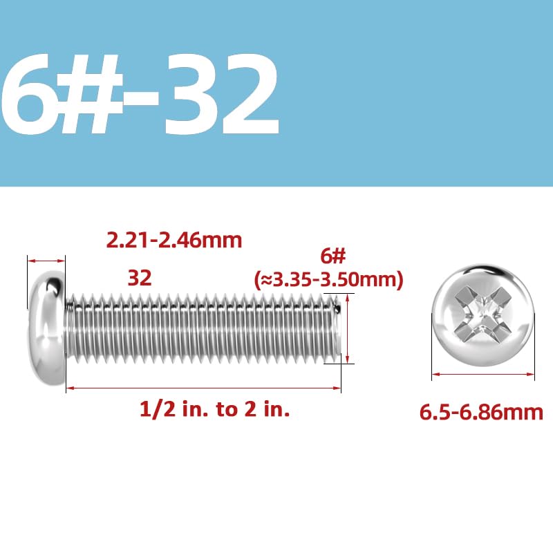 binifiMux 6#-32 x 3/16" Machine Screws, Phillips Pan Head, 100 Pack 6#-32 * 3/16" 100pcs