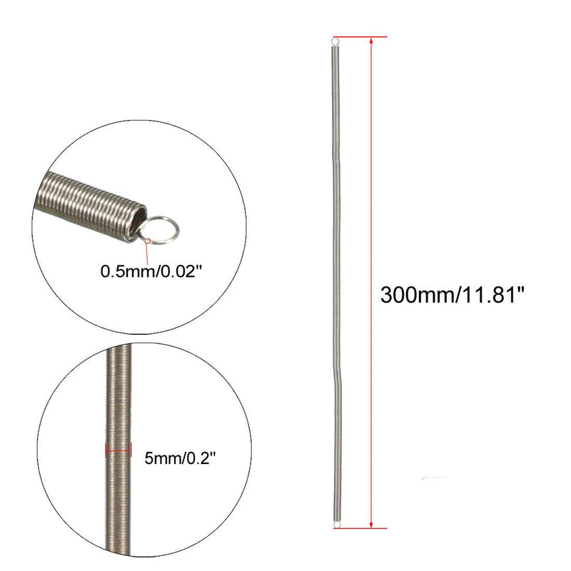 uxcell Extended Tension Spring Wire Diameter 0.02", OD 0.2", Free Length 11.81" Stainless Steel Small Dual Hook Tension Spring for Machinery Construction Industrial 0.02"x0.2"x11.81"