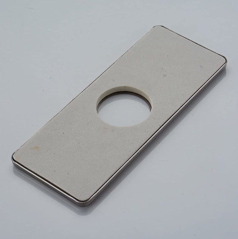 BWE 6” Faucet Cover Escutcheon Brushed Nickel Stainless Steel Deck Plate for Bathroom Sink 1 Hole or 4 Inch 3 Holes Centerset Sink Modern Rectangular Vanity Basin Sink Hole Cover Cap
