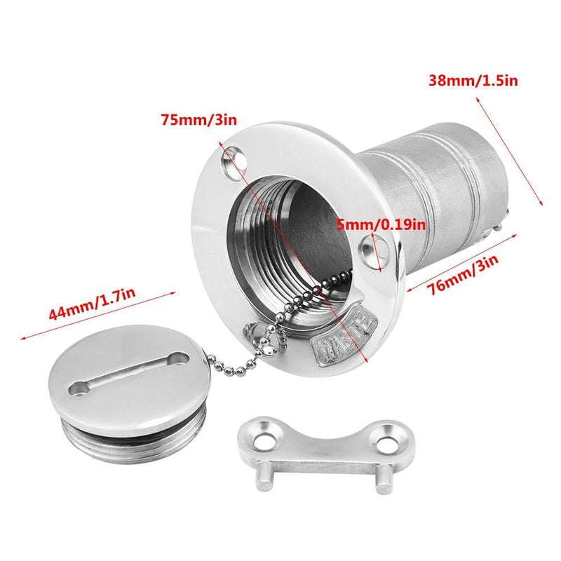 Aramox Marine Deck Filler, 316 Stainless Steel, 1.5inch Keyless Gas Fuel Fill for Boat