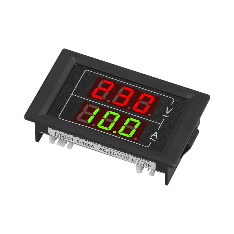 2-Pack 2in1 Panel Multimeter 110V/220V, Digital Ammeter Voltmeter AC 80V-300V 100A, Volt Amp Meter LED Display Voltage Amperage Detector Tester Gauge with Current Transformer CT (Volt+Amp) Volt+Amp