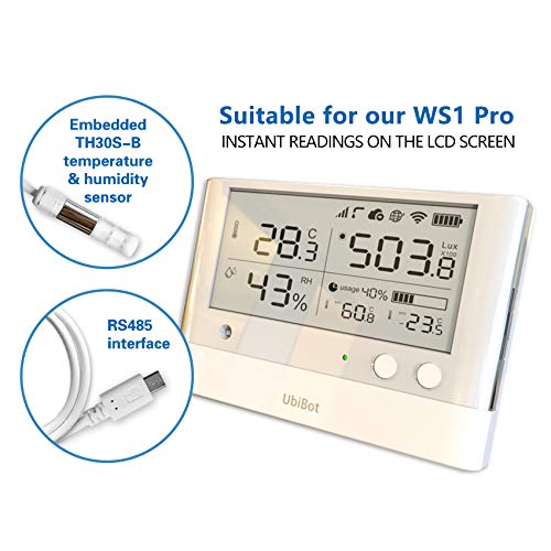 UbiBot TH30S-B External Temperature and Humidity Probe, Temperature Humidity Sensor Combined in one Probe, Monitor -40 to 80 C,0 to 100% RH, Micro USB Connector,(Matches with Our WS1 Pro Device only)