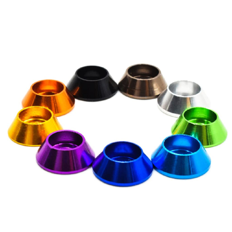 50pcs M3 Cone Cup Washers Anodized Aluminum Alloy Screw Gasket Countersunk Washers (Black) Black