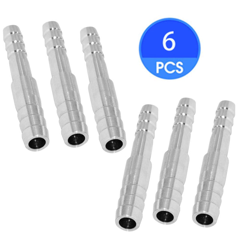 JoyTube Hose Barb Reducer 5/16" to 1/4" Barb Hose ID Stainless Steel Reducing Union Fittings Air Water Fuel (Pack of 6) 5/16" Barb x 1/4" Barb