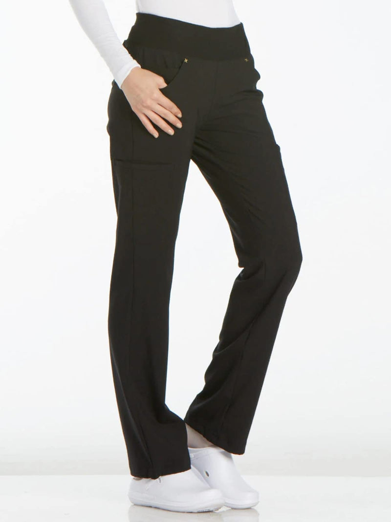 Cherokee Iflex Scrubs for Women, Yoga-Inspired Knit Waistband Scrub Pants CK002 Large Black