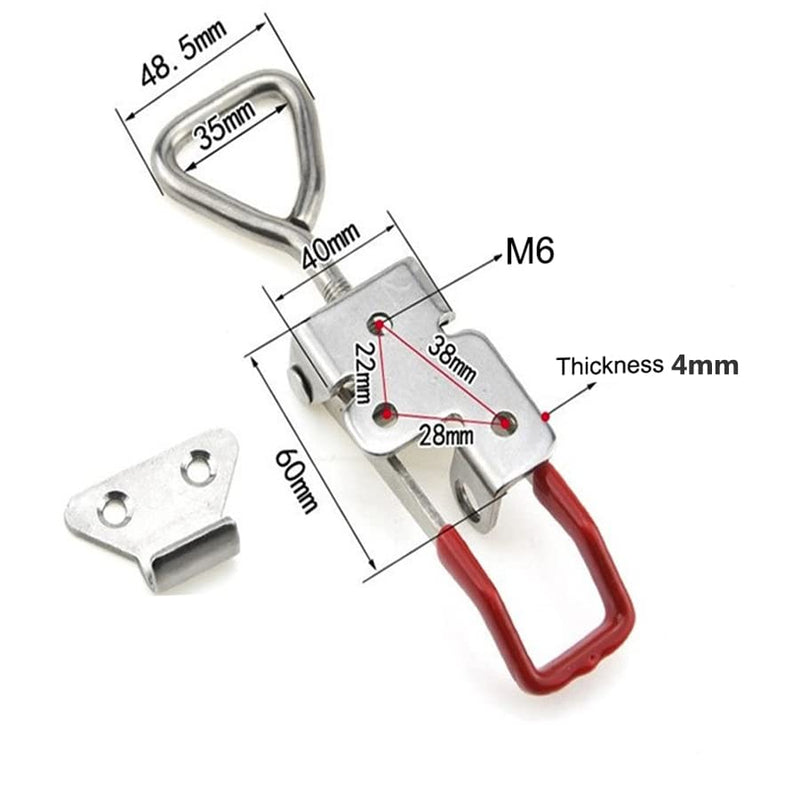 4003 Toggle Latch Clamp, 304 Stainless Steel Adjustable Toggle Latches With Lock Hole, 1320Lbs Holding Capacity Heavy Duty Toggle Clamp for Smoker Lid Jig, ToolBox Case, 2pack 4003-2pcs(304 Stainless Steel)