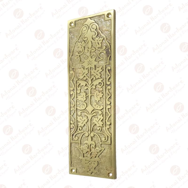 Adonai Hardware Decorative Brass Push Plate (9.9 Inch "Nezib", Satin Brass)