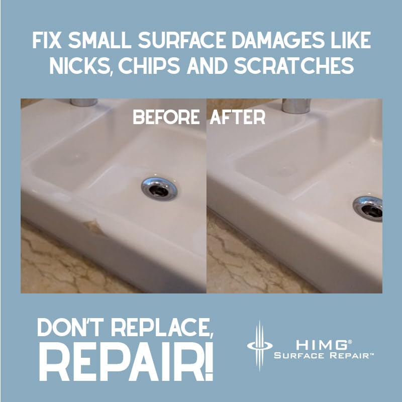 Plumbing White - Tub Repair Kit - Shower Repair Kit, Porcelain Fiberglass Sink Tile Bathtub Repair Kit, Chip Crack Fix - HIMG Surface Repair