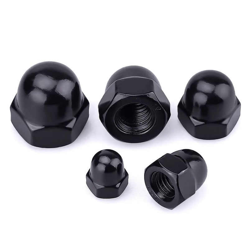 5/16"-18 Hex Head Acorn Cap Nuts, 304 Stainless Steel 18-8 Hexagon Head Acorn Dome Cap Nuts, Black Oxide Finish, Hex Drive, 20 PCS 5/16"-18
