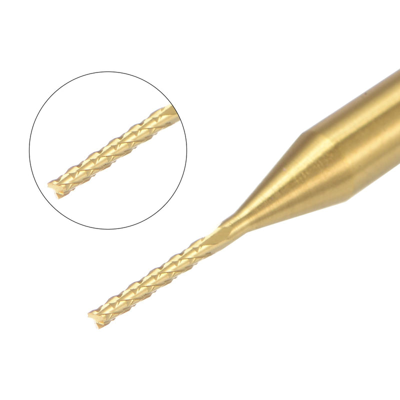 uxcell 10Pcs 0.8mm Titanium Coat Carbide End Mill Engraving Milling Cutter CNC Router Bits for PCB Machine, 1/8" Shank