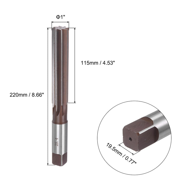 uxcell 1" Hand Reamer H8 Accuracy Alloy Tool Steel 8 Flutes Straight Shank Milling Cutter Tool 1"