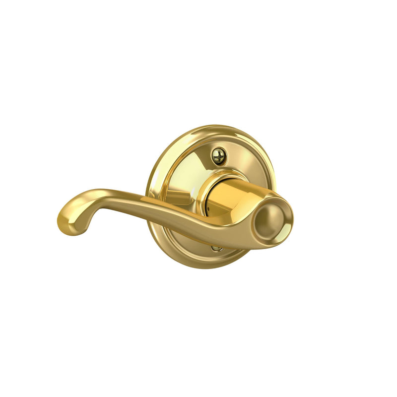 Schlage F10 FLA 605 Flair Door Lever, Hall & Closet Passage Lock, Bright Brass Standard