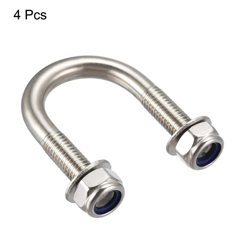 uxcell U-Bolts 4Pcs 1.06"(27mm) Inner Width 52mm Length M8 304 Stainless Steel Round U Bolt with Nuts Washers for Boat Trailer Axle M8x27x52mm