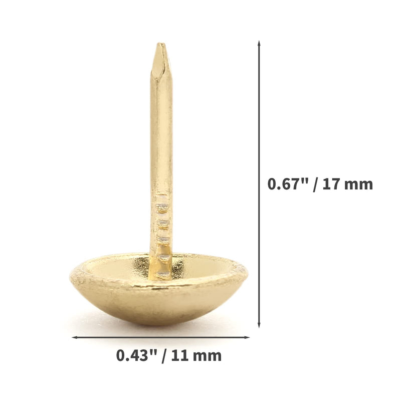 300 Pcs Gold Upholstery Tacks, 0.43'' Round Head Diameter Upholstery Nails Furniture Nails Sofa Decorative Nail Push Pins for Furniture and DIY Decorative 0.43" x 0.67" / 11 x 17 mm