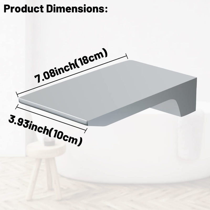 Wall Mount Waterfall Tub Spout High Flow Waterfall Bathtub Spout 1/2" NPT Connector Roman Bathtub Filler Faucet Replacement for Bathroom Vessel Faucet Sprayer, Chrome