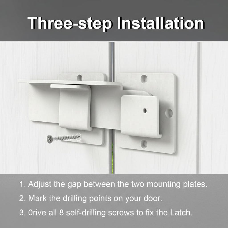 9 inch Flip Gate Latch Lock with Padlock Hole, 4mm Aluminum Anti-Rust Alloy Door Latch for Outdoor Wooden Fence, Sliding and Swing Open Door,Wooden Fence, Barn Door, Shed,Yard,Screws,White (9”) 9”