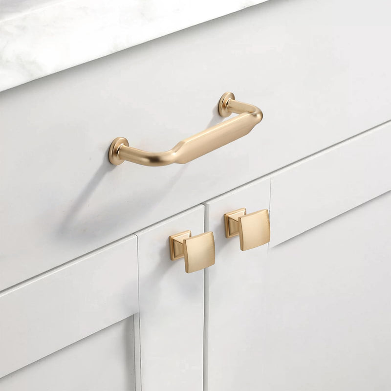 10 Pack Gold 3-3/4 Inch(96mm) Hole Center Kitchen Cabinet Handles Brushed Brass Cabinet Pulls Drawer Hardware for Cupboard Dresser Handles Bathroom 3-3/4"/96MM Hole Center 10 Pack