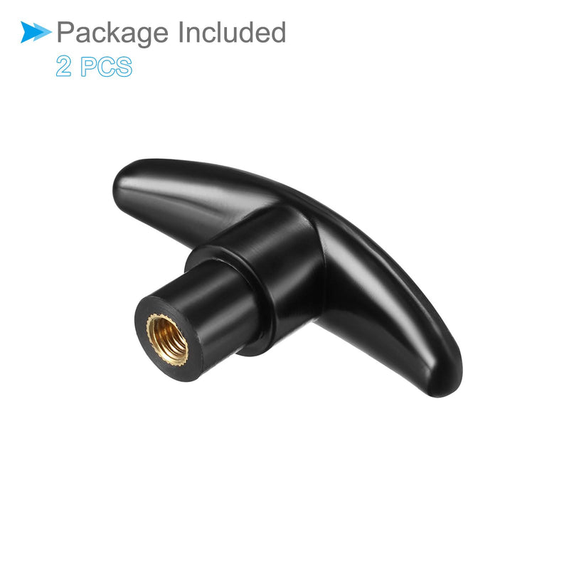 T-Knobs M8 Female Thread Plastic Clamping Hand T Knobs Handles Black - (Applications: for Lathe Machinery Drawer), 2-Pieces