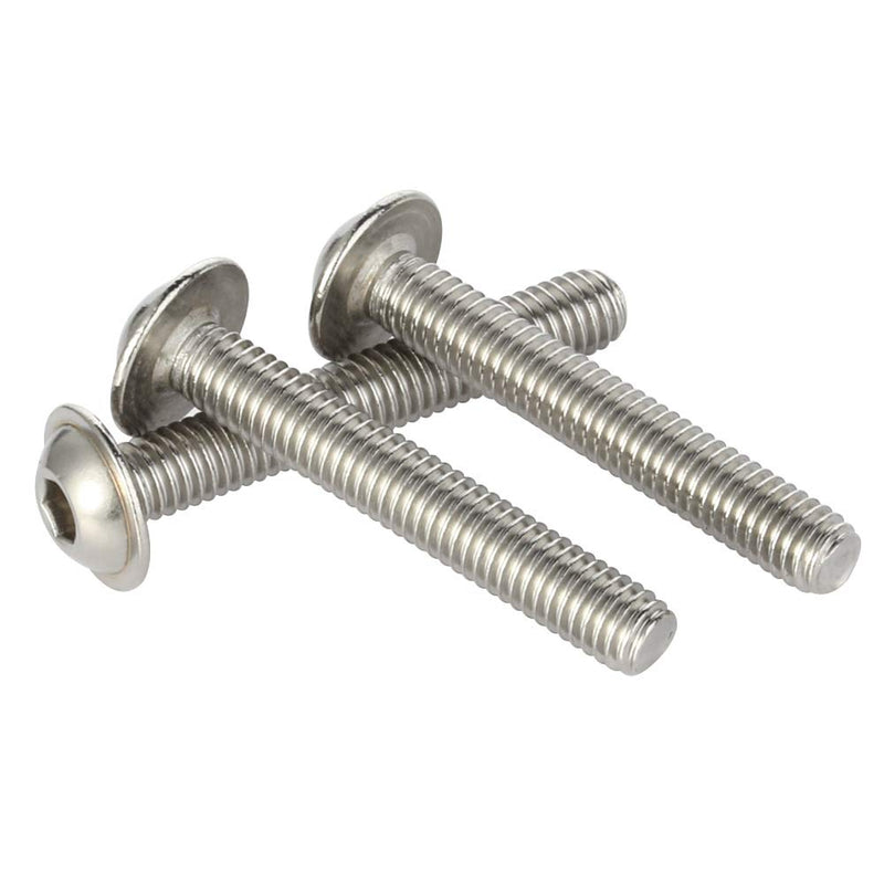 M6-1.0 x 25mm Flanged Button Head Socket Cap Screws, Stainless Steel 18-8 (304), Bright Finish, Full Thread, Allen Socket Drive, 25 PCS M6 x 25mm