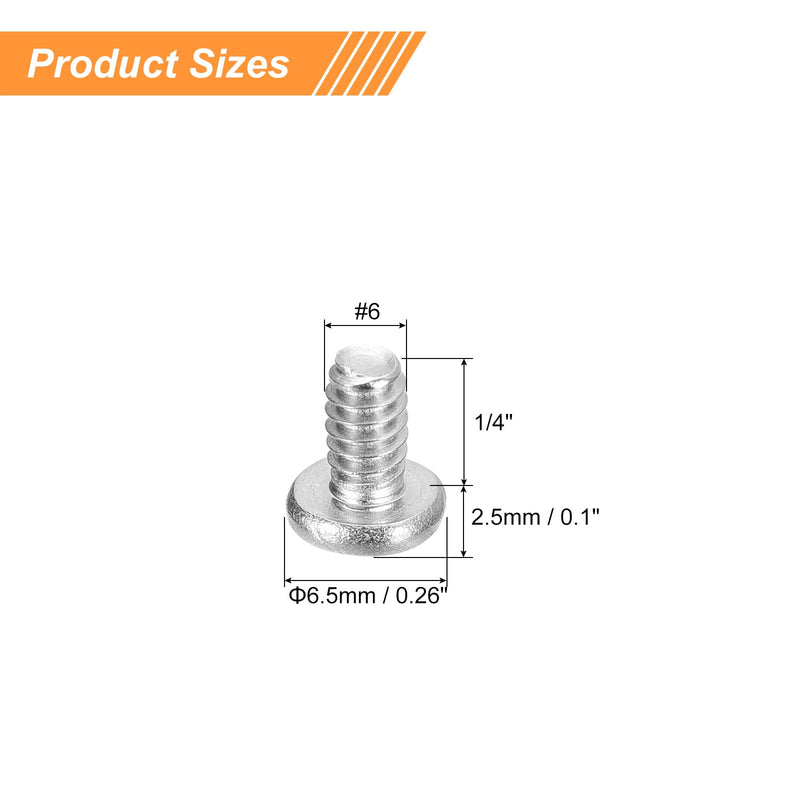 uxcell #6-32x1/4 Pan Head Machine Screws, 304 Stainless Steel 18-8 Screw, Phillips Drive, Fully Threaded, Bright Finish, Pack of 25 #6-32x1/4"