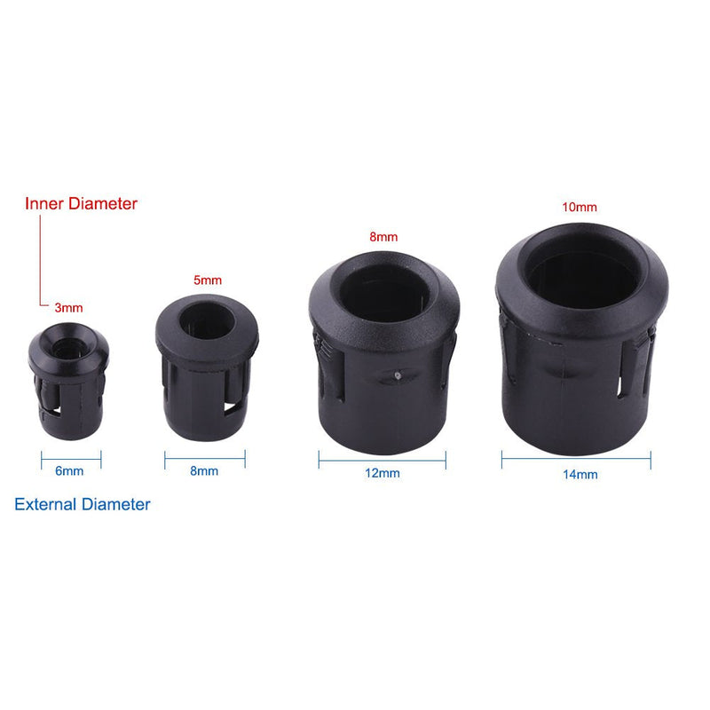50pcs 3mm, 5mm, 8mm, 10mm LED Black Nylon Sockets Diode Holder Lamp(3mm/0.12in)