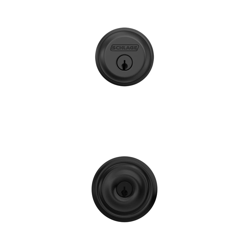 Schlage FB50N G GEO 622 Single Cylinder Deadbolt and Keyed Entry Georgian Knob, Matte Black