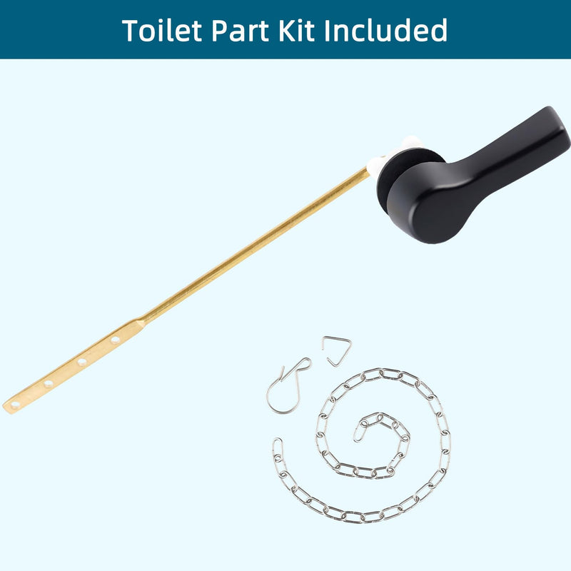 Hygie Rinse Black Toilet Handle Lever Flush Replacement, Universal Front Mount Toilet Handle with Stainless Steel Flapper Chains, Toilet Repair Kit 1pc Matteblack