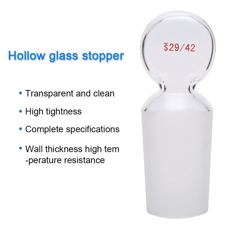 Glass Stopper Penny Head Glass Hollow Stopper for 29/42 Outer Joint, Borosilicate Glass, with Closed Bottom (5 Pcs)