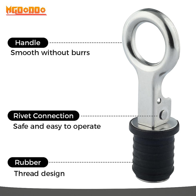 4Pcs 1 Inch Boat Plug Snap Handle Drain Plug and T Handle Boat Drain Plug Set,Stainless Steel Boat Drain Twist Plug Marine Boat Rubber Plug for Hull Plug Bottom Plug
