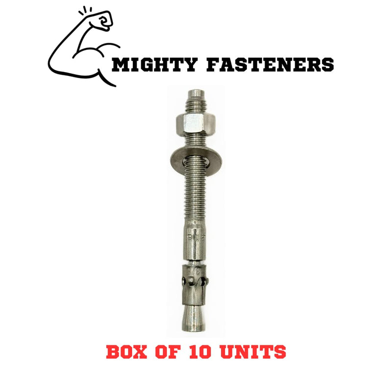 Premium 316 Stainless Steel Wedge Anchor, 3/8-16 X 3-3/4 – Heavy Duty Corrosion Resistant Fastener for Concrete and Masonry Applications 10 Pack