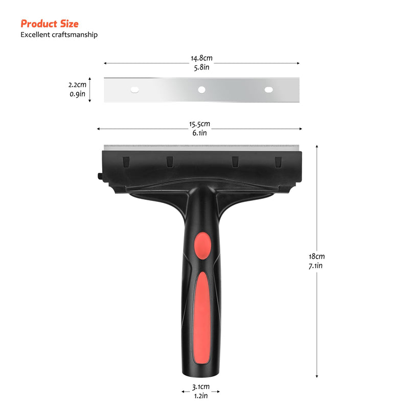 EHDIS Razor Blade Scraper, 6" Scraper Adhesive Remover Tool with 10 Double-Edge Blades for Cleaning Paint, Caulk, Adhesive, Label, Decal, Sticker from Window, Glass, Tile, Floor, Stove Top 068
