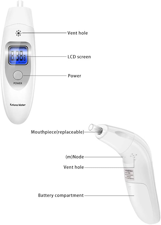 Ketonometer Measuring Device, Sugar Restriction Diet, Portable Keton Respiratory Measuring Device, Ketone Blood Meter, 10 Keton Tester Mouthpiece - NewNest Australia