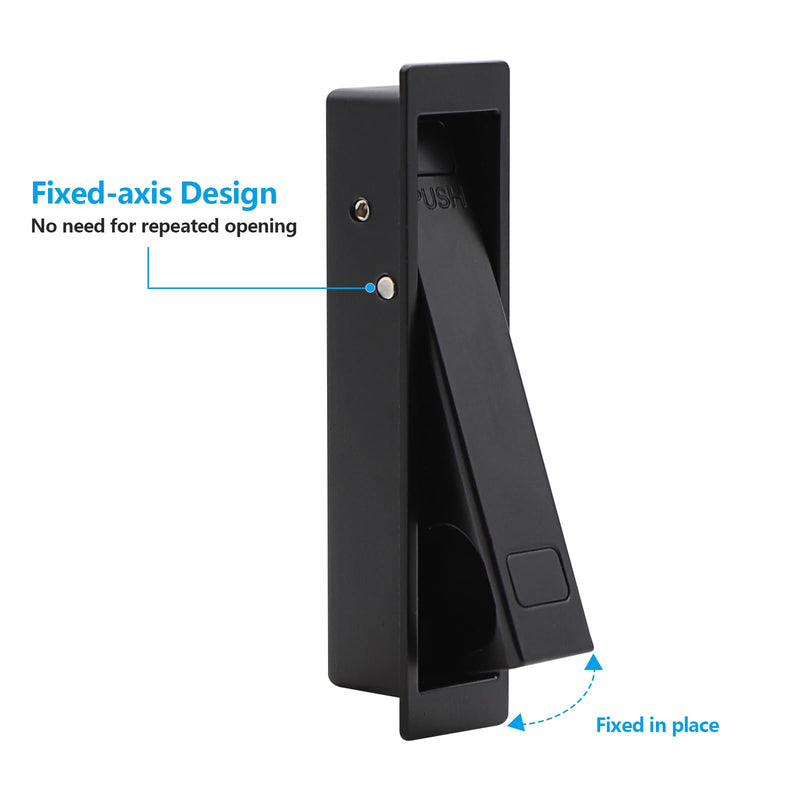 Dontay Pocket Door Pull Handle, Press Finger Edge Pull, Push Flush Mount for Pocket Sliding Bypass Door, Recessed Rectangular Hardware, Cabinet Pull (4, Matte Black) 4