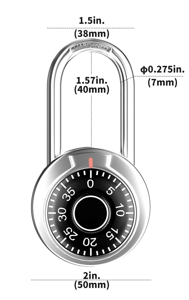 Locker Lock with Long Shackle, Combination Lock, Black Dial, Each Lock with Different Code, Keyless Padlock, Great for School, Employee, Gym&Sports Locker, Case, Toolbox, Fence, etc, Pack of 2 2 PACK LONG