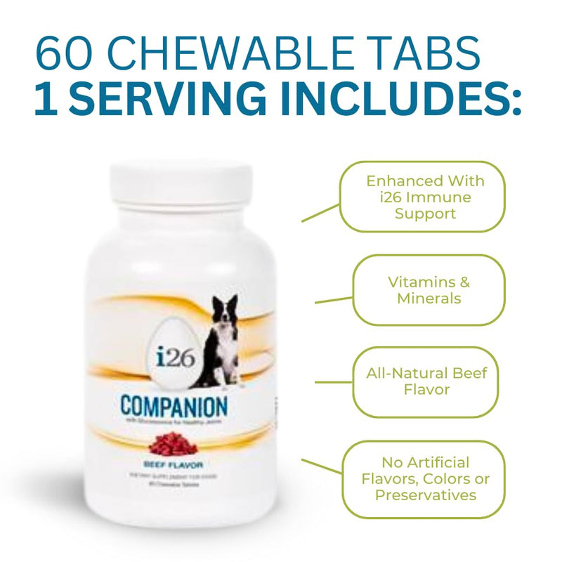 Chewable Dog Nutrition Companion i26 Puppies to Adults - 60 Beef Tabs - PawsPlanet Australia