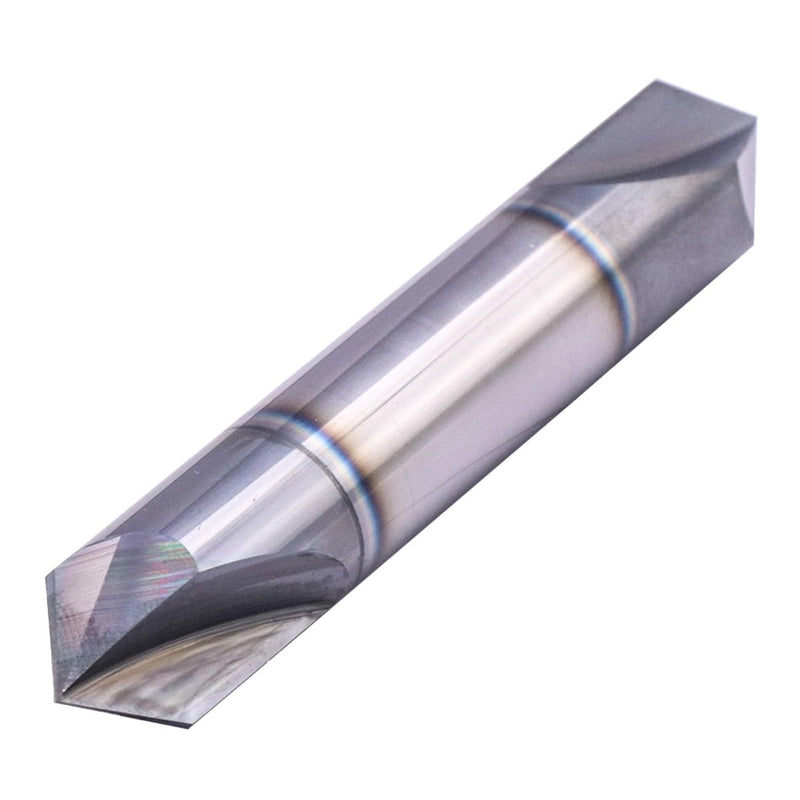 1/2" 2 Flute 90° Double End Solid Carbide Chamfer End Mill - AlTiN Coated | 90° Chamfer Angle, V Groove Router, 1/2" Shank 3" OAL For Milling Wood, Alloy Steel, Carbon Steel, Cast Iron, Copper 2 Flute 1/2"