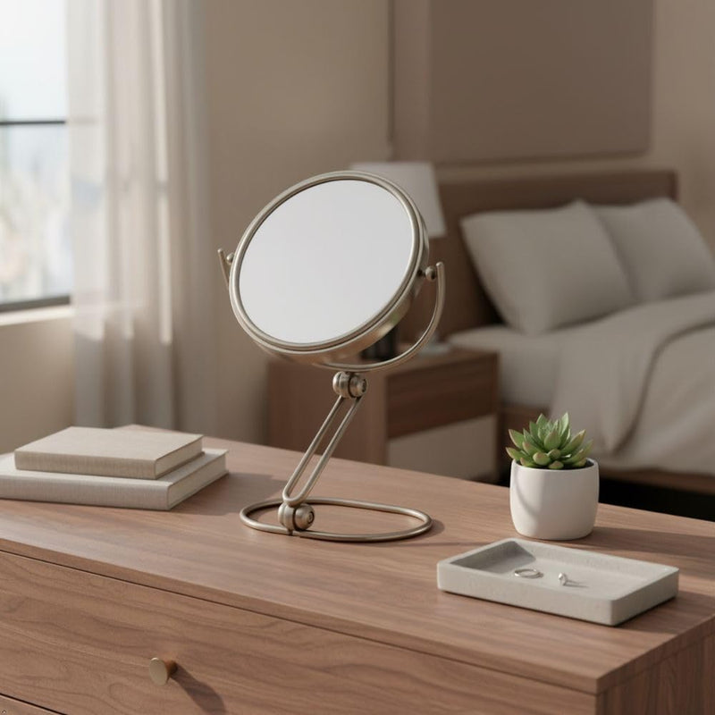 JERDON Compact Magnifying Mirror - Folding 5.5" Travel Mirror with 10X & 1X Magnification - Model MC450N 1"L x 5.8"W