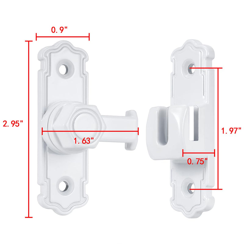 4 Packs White Barn Door Latches,Aluminum Alloy 90/180 Degree Gate Lock,Right Angle Door Lock Latch,Flip Gate Latches Hardware,Door Security Door Latch Lock fo Cabinets,Bathroom,Barn Door 4