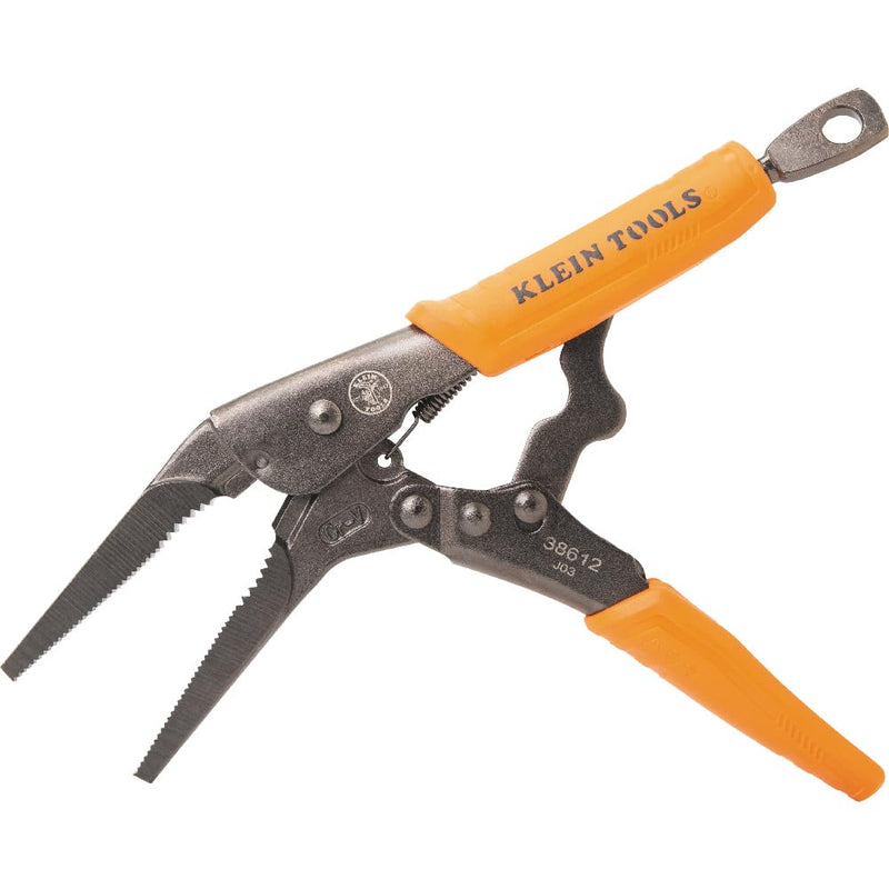 Klein Tools 38612 Long Nose Locking Pliers with Quick Release Handles, Ideal for Tight Spaces, High Torque and Gripping Power, 9-Inch 9-In Long Nose