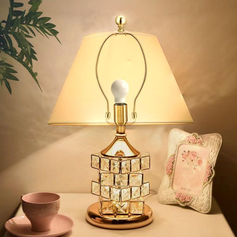 8 Inch Polished Brass Lamp Harp Holder with Lamp Finials And Standard Saddle Base ，1 Set Detachable Lamp Shade Bracket Holder, DIY Lighting Replacement Accessories for Table/Floor Lamps