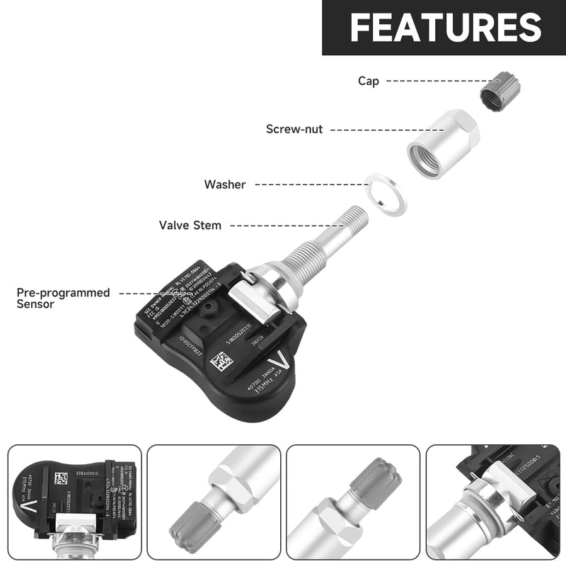 315MHz TPMS Sensor, Tire Pressure Monitoring System Sensor - Compatible for Nissan Altima Frontier Maxima Sentra Versa - Replace Part 40700-3AN0A