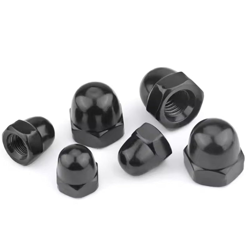 3/8"-16 Black Acorn Cap Nuts, Stainless Steel 304 (18-8) Black Coating Acorn Nuts, 10Pcs-Pack
