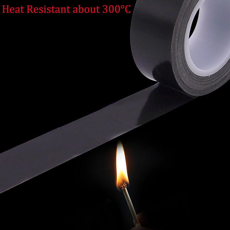 1Roll Heat Resistant Tape, High Temperature Heat Transfer Tape, PTFE Tape,Film Adhesive Tape, 13mm / 1/2" Width, 10m / 33ft Length, Black 0.5" / 1.3cm Width
