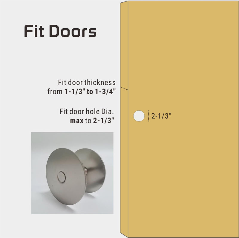 Door Knob Cover, 2-5/8" Diameter Solid Steel Deadbolt Cover Plate, Hole Filler Plate for Door Handle (1, Satin Nickel) 1