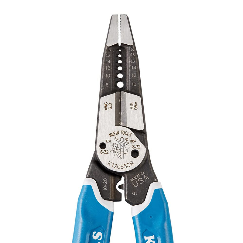 Klein Tools K12065CR Wire Stripper / Cutter / Crimper Tool for Cutting, Stripping, Crimping, Twisting (8-18 AWG solid, 10-20 AWG stranded) Crimping Pliers