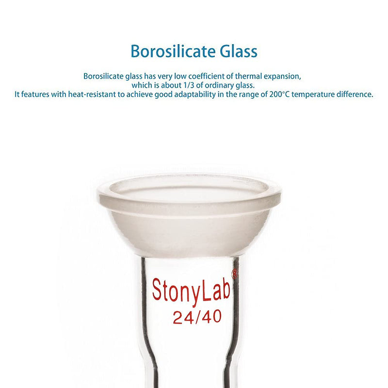 stonylab Glass Adapter with Ball Socket, Borosilicate Glass Connecting Adapter with 35/20 Top Spherical Joint and 24/40 Bottom Inner Joint for Laboratory Lab Supply